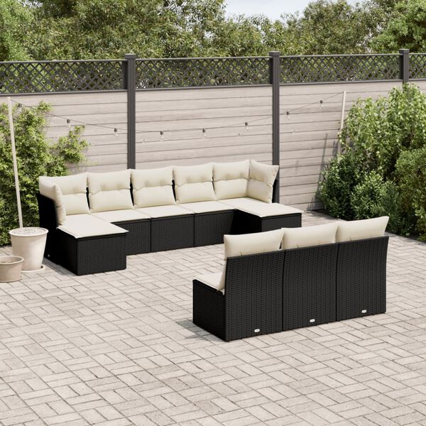 vidaXL Garden Sofa Set Black, Cream White