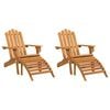 vidaXL Garden Chair Set of 2 Natural Solid Acacia wood Medium Foldable