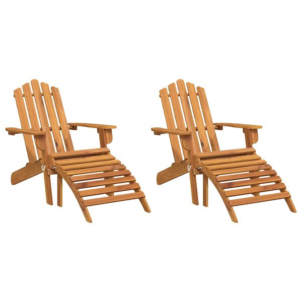 vidaXL Garden Chair Set of 2 Natural Solid Acacia wood Medium Foldable