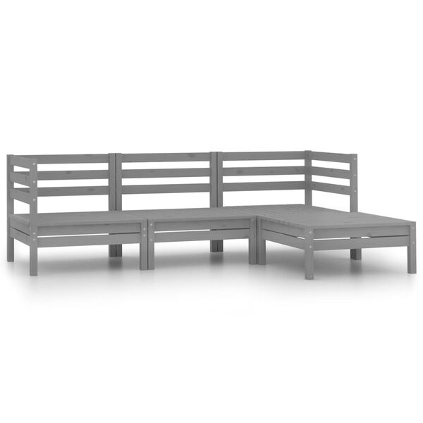 vidaXL Garden Lounge Set Grey Solid Pine Wood Modular Garden Lounge Set