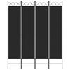vidaXL 4-Panel Room Divider Black 63"x78.7" Fabric