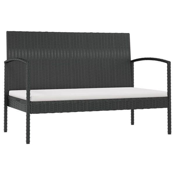 vidaXL Garden Lounge Set Black PE rattan, powder-coated steel, glass