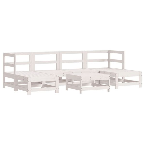 vidaXL Garden Lounge Set White Solid pinewood, plywood Large Stackable