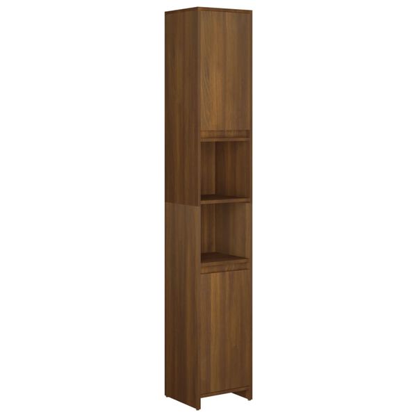 vidaXL Bathroom Cabinet Brown oak Engineered wood Tall Bathroom Cabinet