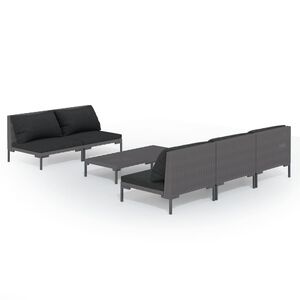vidaXL Garden Lounge Set Dark grey Powder-coated steel 6 Piece Set