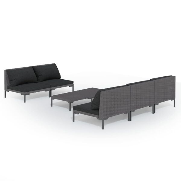 vidaXL Garden Lounge Set Dark grey Powder-coated steel 6 Piece Set