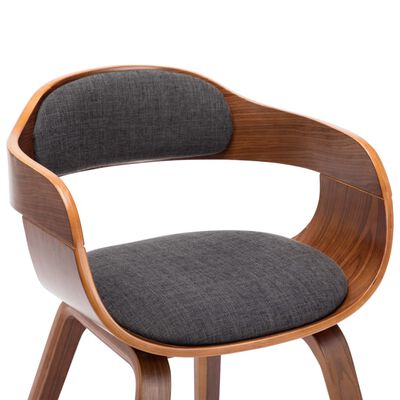 vidaXL Dining Chair Dark Gray Fabric and Bentwood