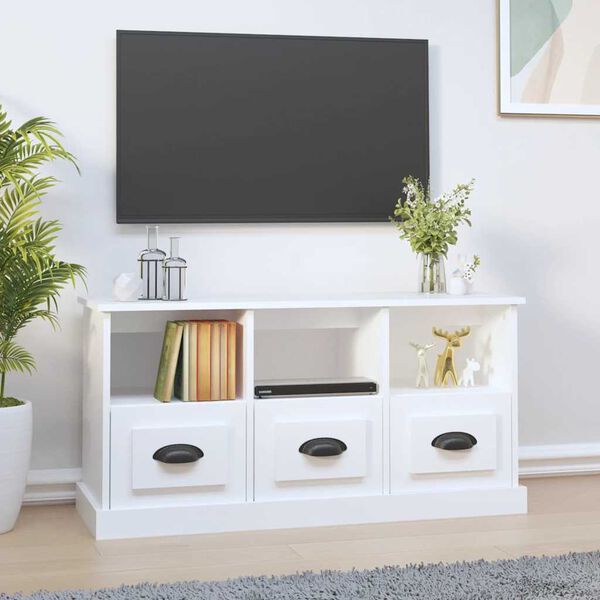 vidaXL TV Cabinet White Engineered wood Medium TV Cabinet Rectangular