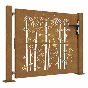 vidaXL Garden Gate 41.3x41.3" Corten Steel Bamboo Design
