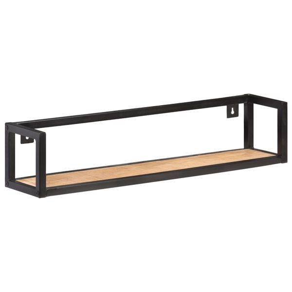 vidaXL Wall Shelf Set of 2 Rough Mango Wood, Black Rough Mango Wood, Iron