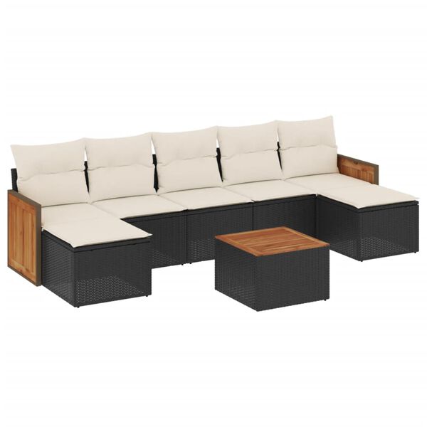 vidaXL Garden Sofa Set Black, Cream White