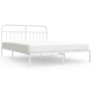 vidaXL Bed Frame White Powder-coated steel Full Bed Frame Rectangular