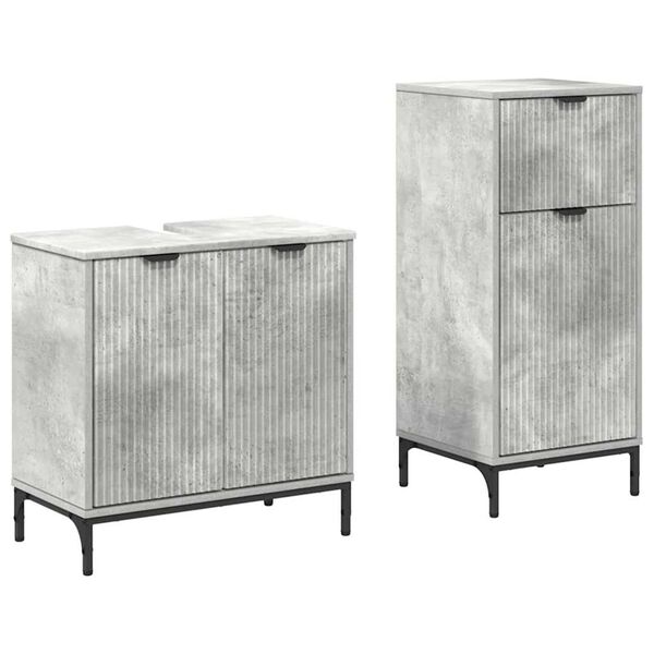 vidaXL Bathroom Furniture Set 2 pcs Concrete grey 39.5 x 36 x 88 cm