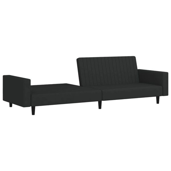vidaXL Sofa Bed Black Velvet (100% polyester), wood, plastic 2-Seater