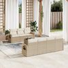 vidaXL Garden Sofa Set Beige, Cream white PE rattan Large Foldable