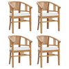 vidaXL Patio Dining Set Set of 4 Teak Wood, Cream White