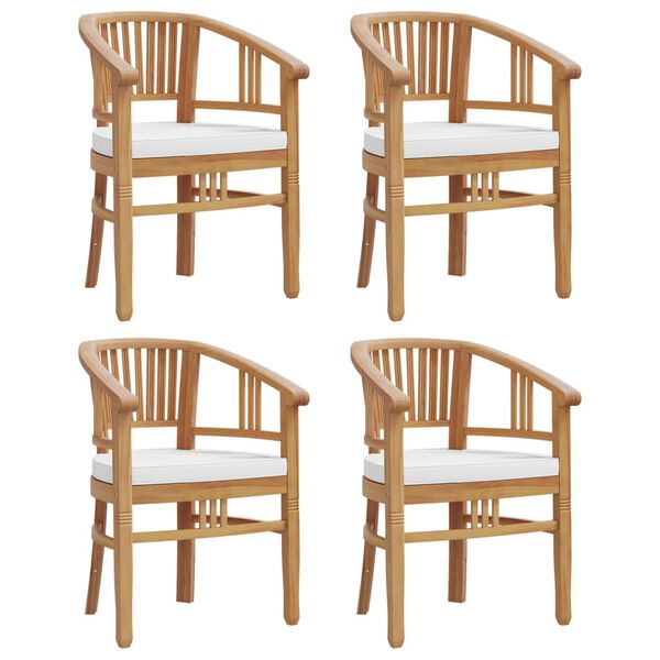 vidaXL Patio Dining Set Set of 4 Teak Wood, Cream White