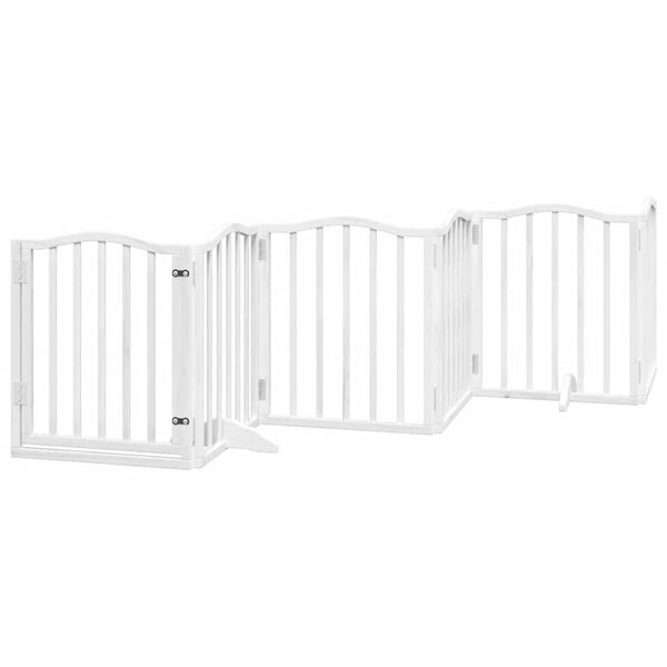 vidaXL Dog Gate Set of 9 White Poplar Wood Large Foldable Dog Gate