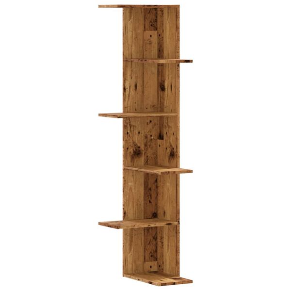 vidaXL Wall Corner Shelf Old Wood Engineered Wood 55.1 in tall Modern