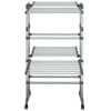 vidaXL 2-Tier Laundry Drying Rack with Wheels Silver 23.6"x27.6"x41.7"