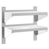vidaXL Wall Shelf Silver Stainless Steel 2-Tier Wall Shelf Rectangular