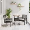 vidaXL Garden Dining Set 3 pcs Black Poly Rattan