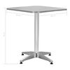 vidaXL Garden Table Silver Aluminum, Stainless Steel 23.6 x 23.6 x 27.6 in