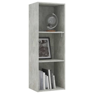 vidaXL 3-Tier Book Cabinet Concrete Gray 15.7"x11.8"x44.9" Chipboard