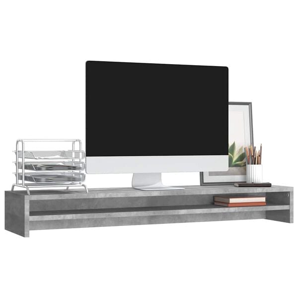 vidaXL Monitor Stand Concrete Grey 39.4x9.4x5.1" Engineered Wood