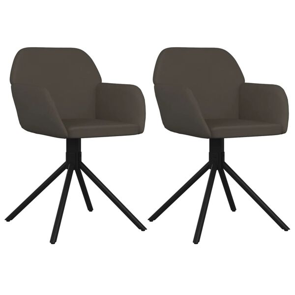 vidaXL Swivel Dining Chair Set of 2 Dark Grey Velvet, Metal, Plywood