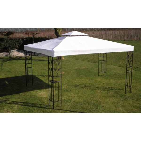 vidaXL Gazebo White Polyester fabric, Steel 9.8 x 13.1 feet Durable