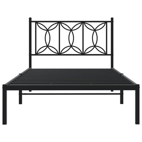 vidaXL Bed Frame Black Steel Twin Rectangular Modern Durable