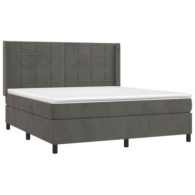 vidaXL Box Spring Bed with Mattress Dark Gray Queen Velvet