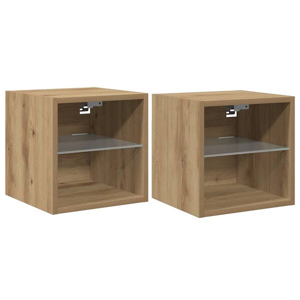 vidaXL TV Wall Cabinet Set of 2 Artisan oak Engineered wood, glass Small