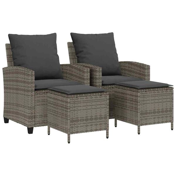 vidaXL Garden Sofa Set Grey PE Rattan Large Removable Covers