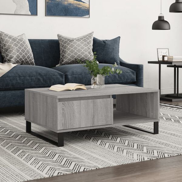 vidaXL Coffee Table Gray Sonoma Engineered wood, Iron Medium