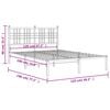 vidaXL Bed Frame White Powder-Coated Steel Double Bed Frame