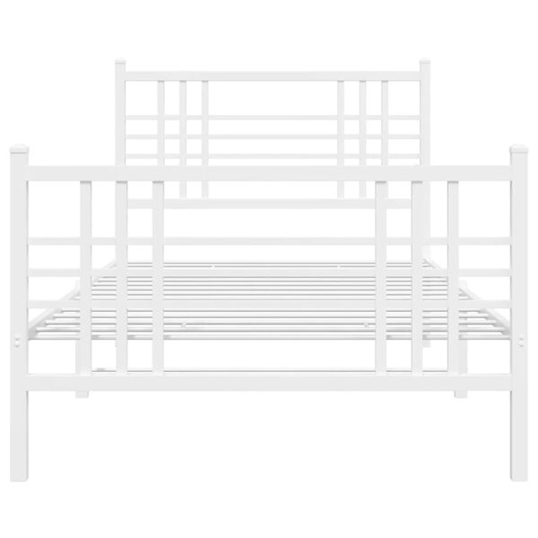 vidaXL Bed Frame White Steel Twin Single Bed Frame Rectangular