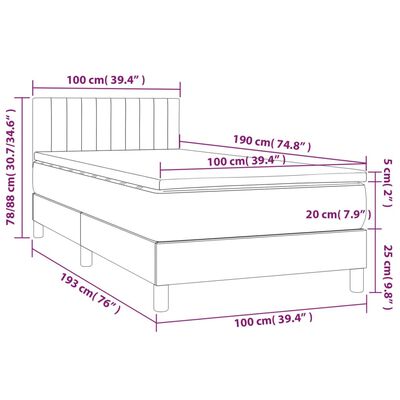 vidaXL Box Spring Bed with Mattress Light Gray Twin Fabric