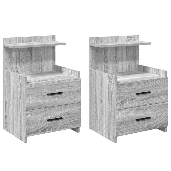 vidaXL Bedside Cabinet Set of 2 Grey Sonoma Engineered wood