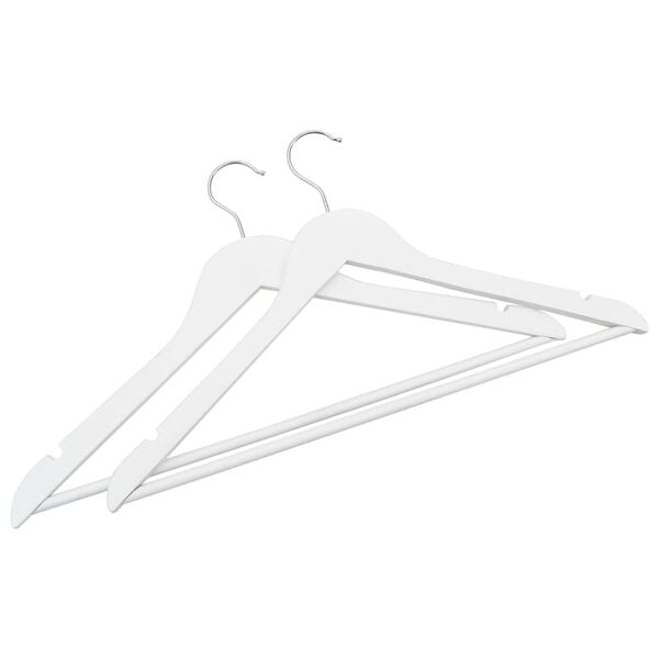 vidaXL Hanger Set of 50 White Hardwood, Metal Standard Non-slip