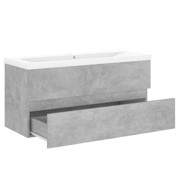 vidaXL Sink Cabinet With Basin Concrete grey, White Engineered wood, Ceramic