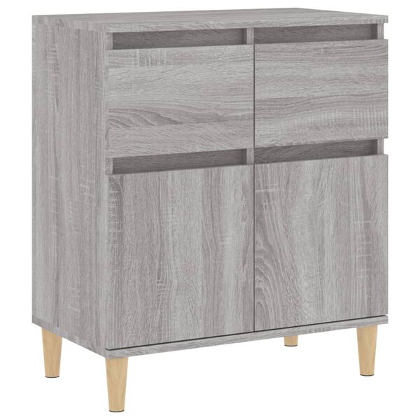 vidaXL Sideboard Grey Sonoma Engineered wood, Solid eucalyptus wood Medium