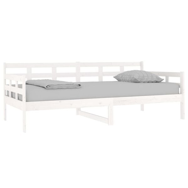 vidaXL Day Bed White Solid pine wood Single Convertible