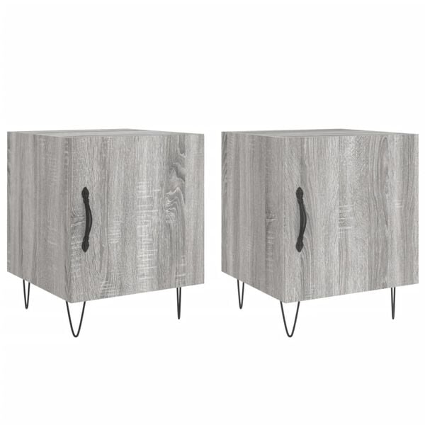 vidaXL Bedside Cabinet Set of 2 Grey Sonoma Engineered wood, metal