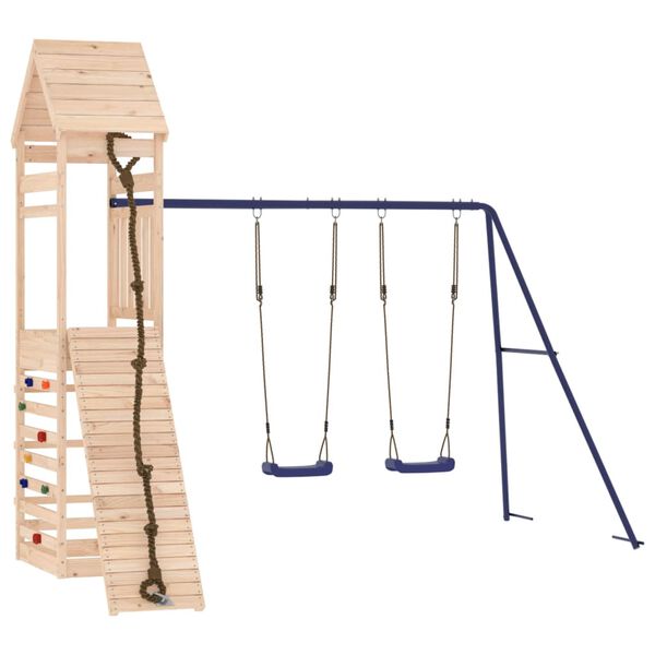 vidaXL Outdoor Playset Natural wood and blue