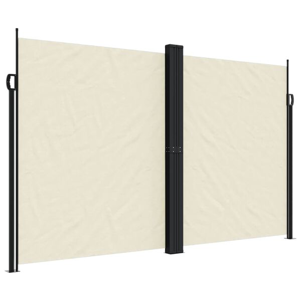 vidaXL Retractable Side Awning Cream 100% polyester with PU coating