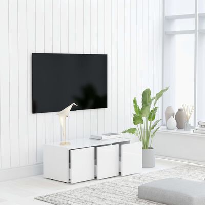 vidaXL TV Cabinet High Gloss White 31.5"x13.4"x11.8" Engineered Wood