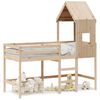 vidaXL Loft Bed Natural Wood Solid Pine Wood Twin Loft Bed Rectangular