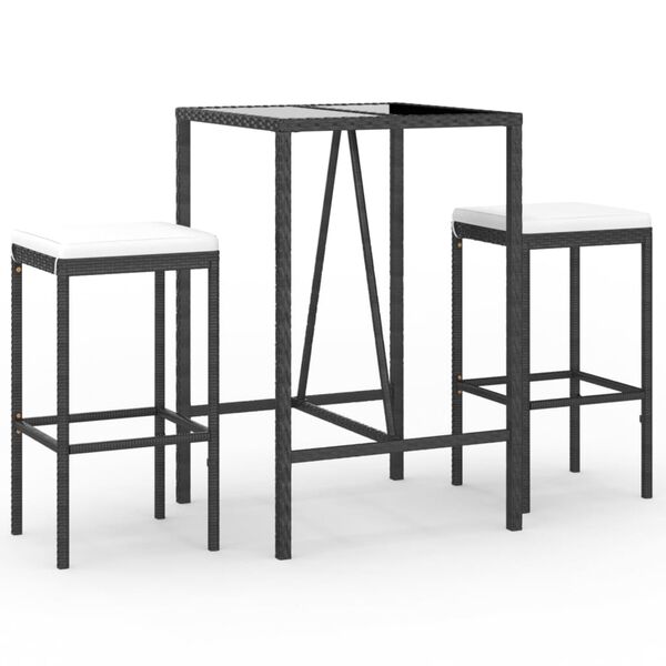 vidaXL Garden Bar Set Black and Cream White